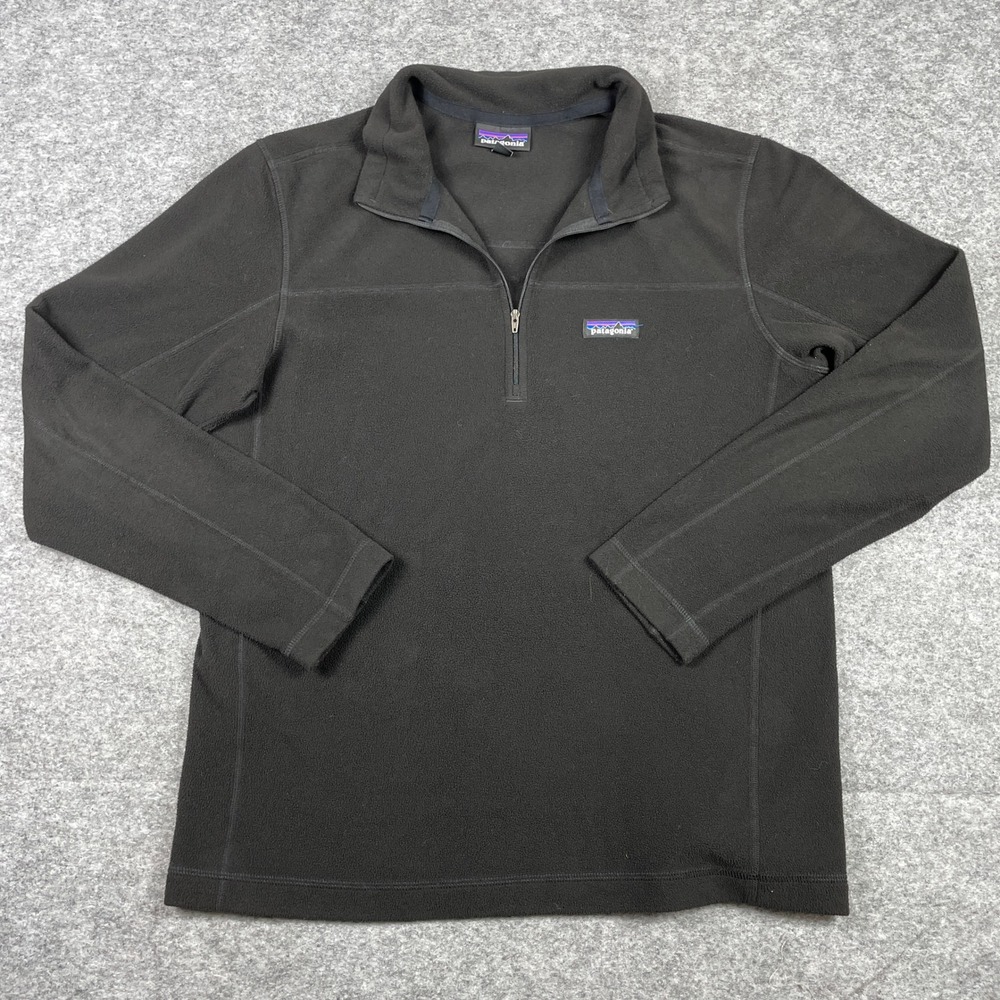 Patagonia Sweater Mens Medium Black Micro D Lightweight 1/4 Zip Fleece Pullover